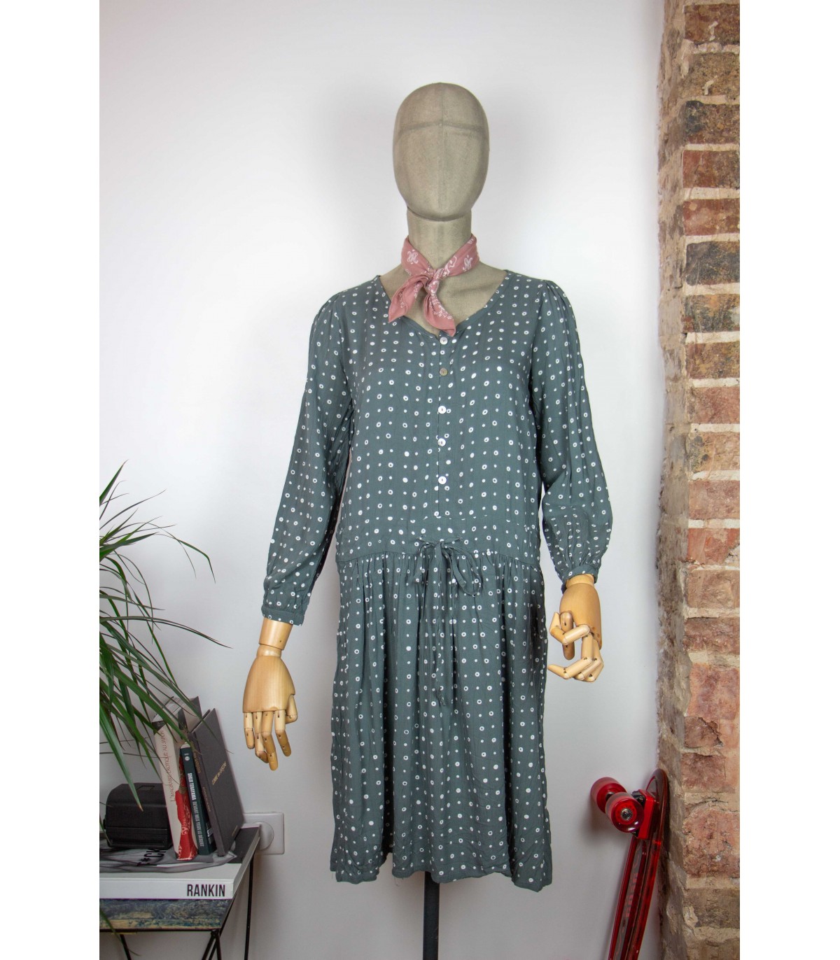 Robe à pois à manches longues - Taille L